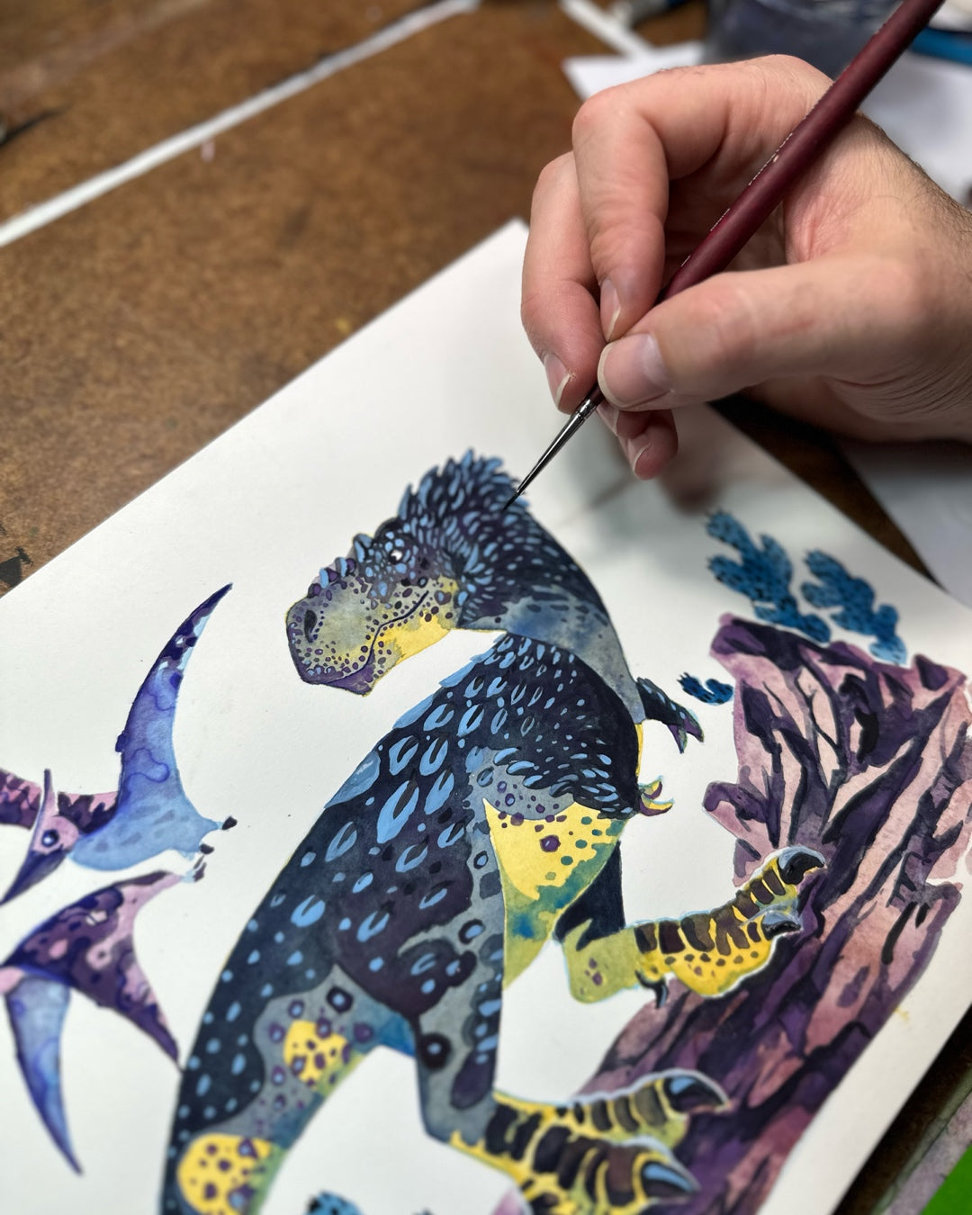 Albertosaurus Bluff - Original Watercolor Painting