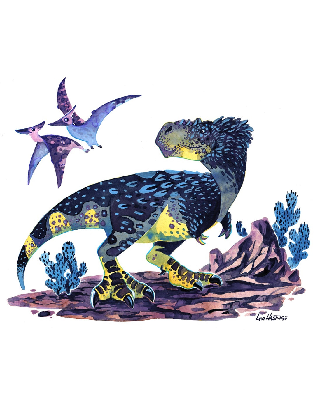 Albertosaurus Bluff - Original Watercolor Painting