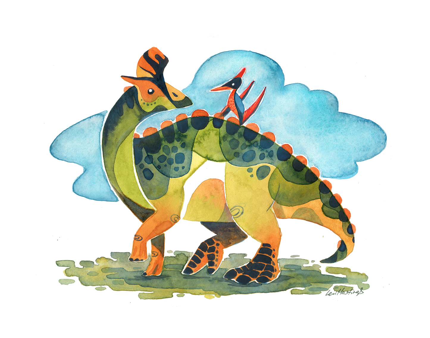 Lambeosaurus Landing - Fine Art Print