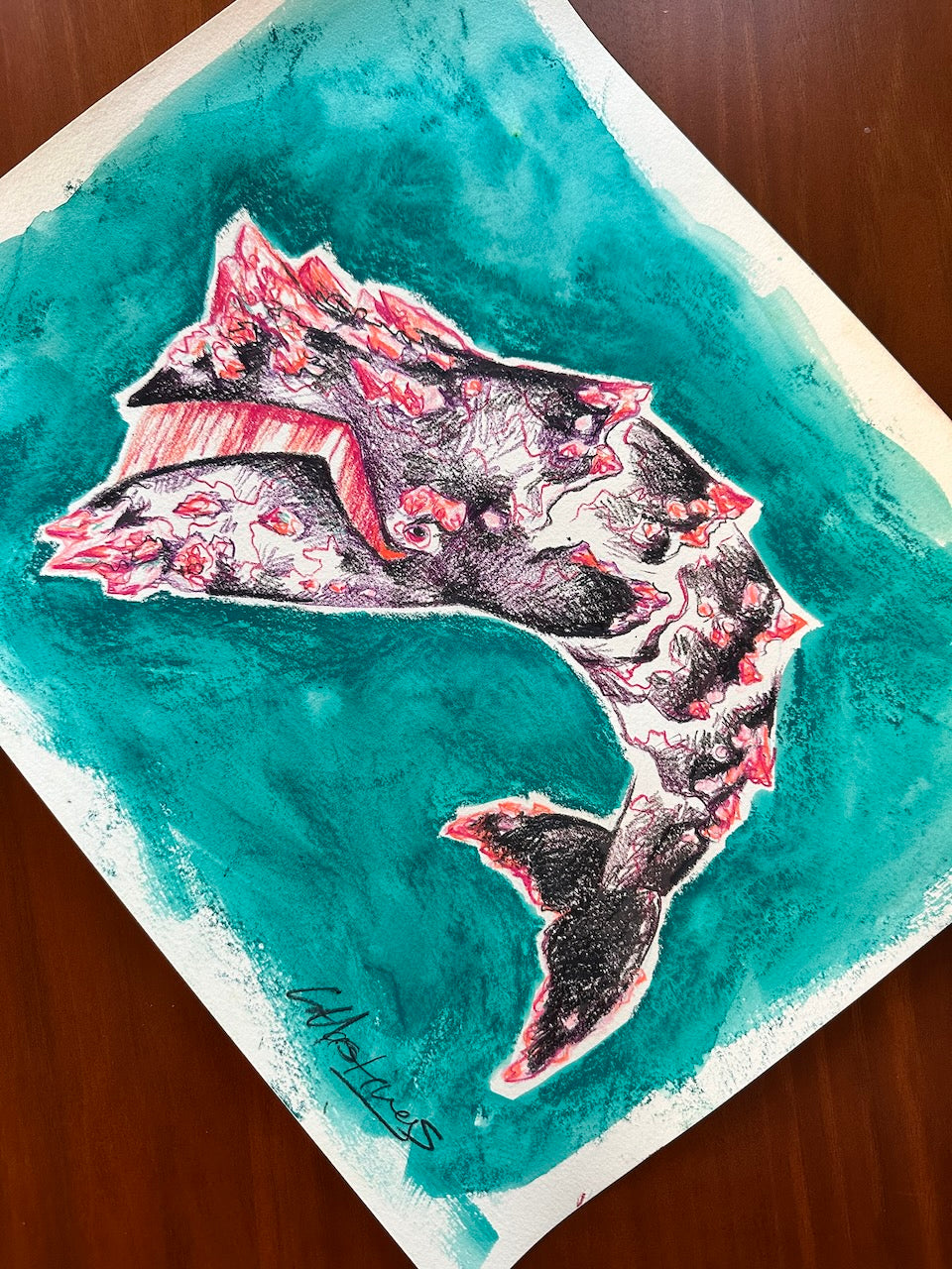 Horned Whale - Original Drawing