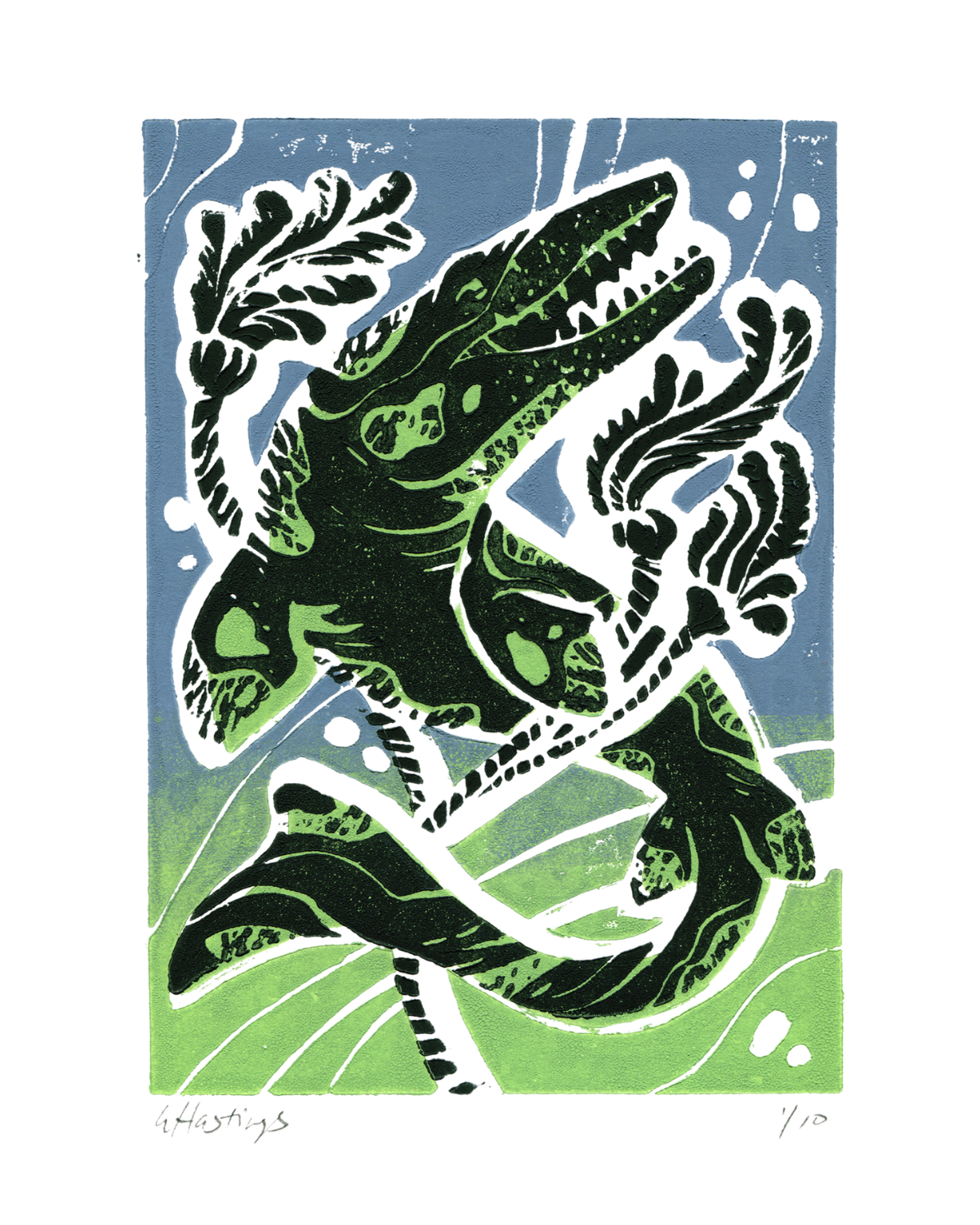 Mosasaurus Ltd Edition Linocut Print