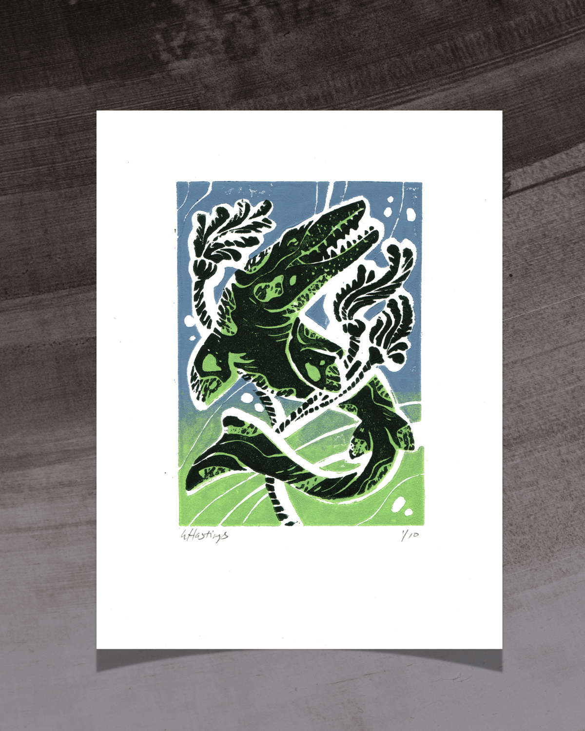 Mosasaurus Ltd Edition Linocut Print