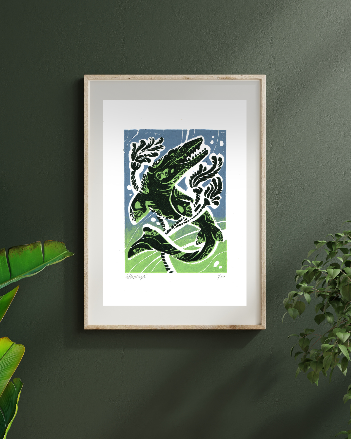 Mosasaurus Ltd Edition Linocut Print