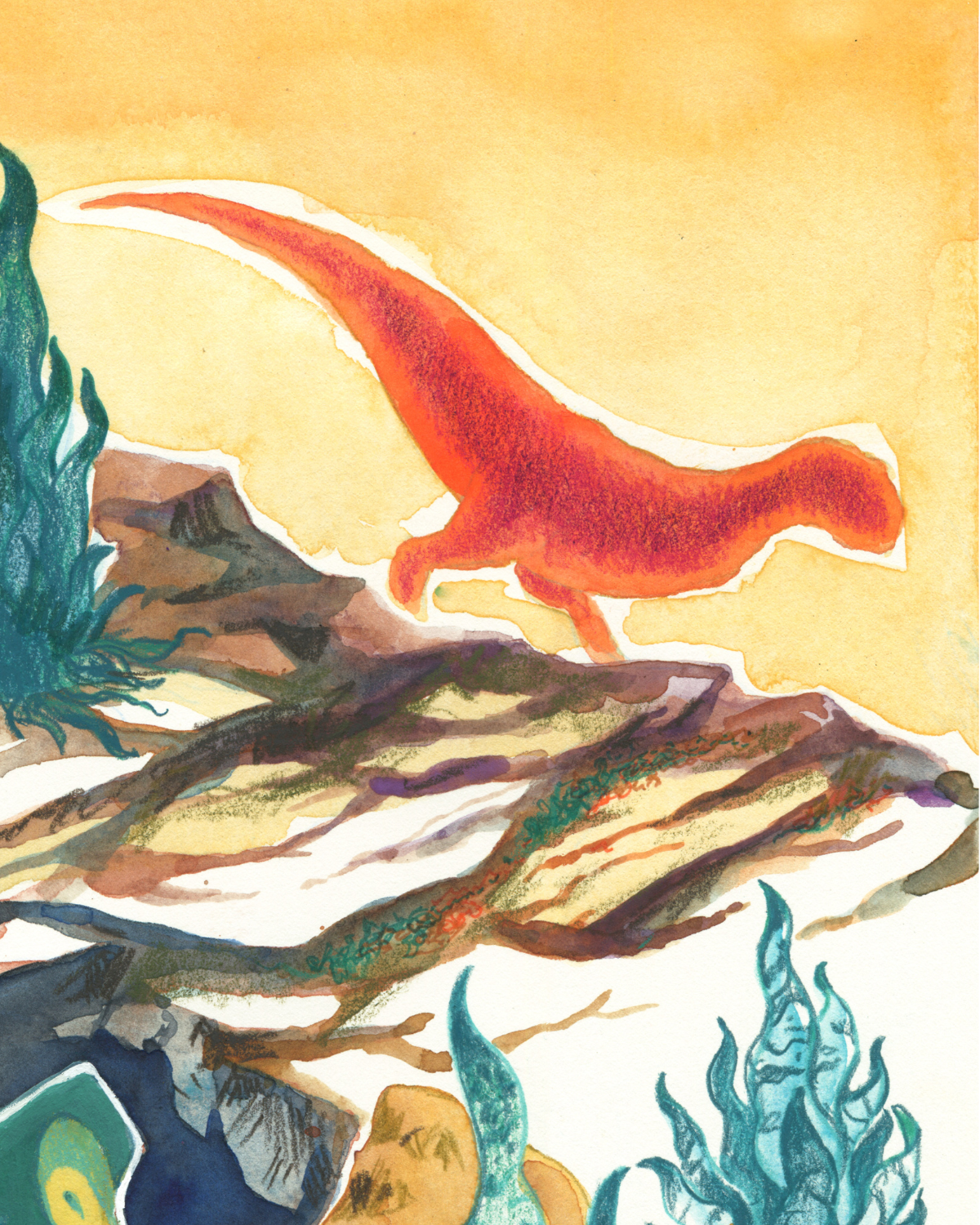 Desert Hunt - Original Dinosaur Painting