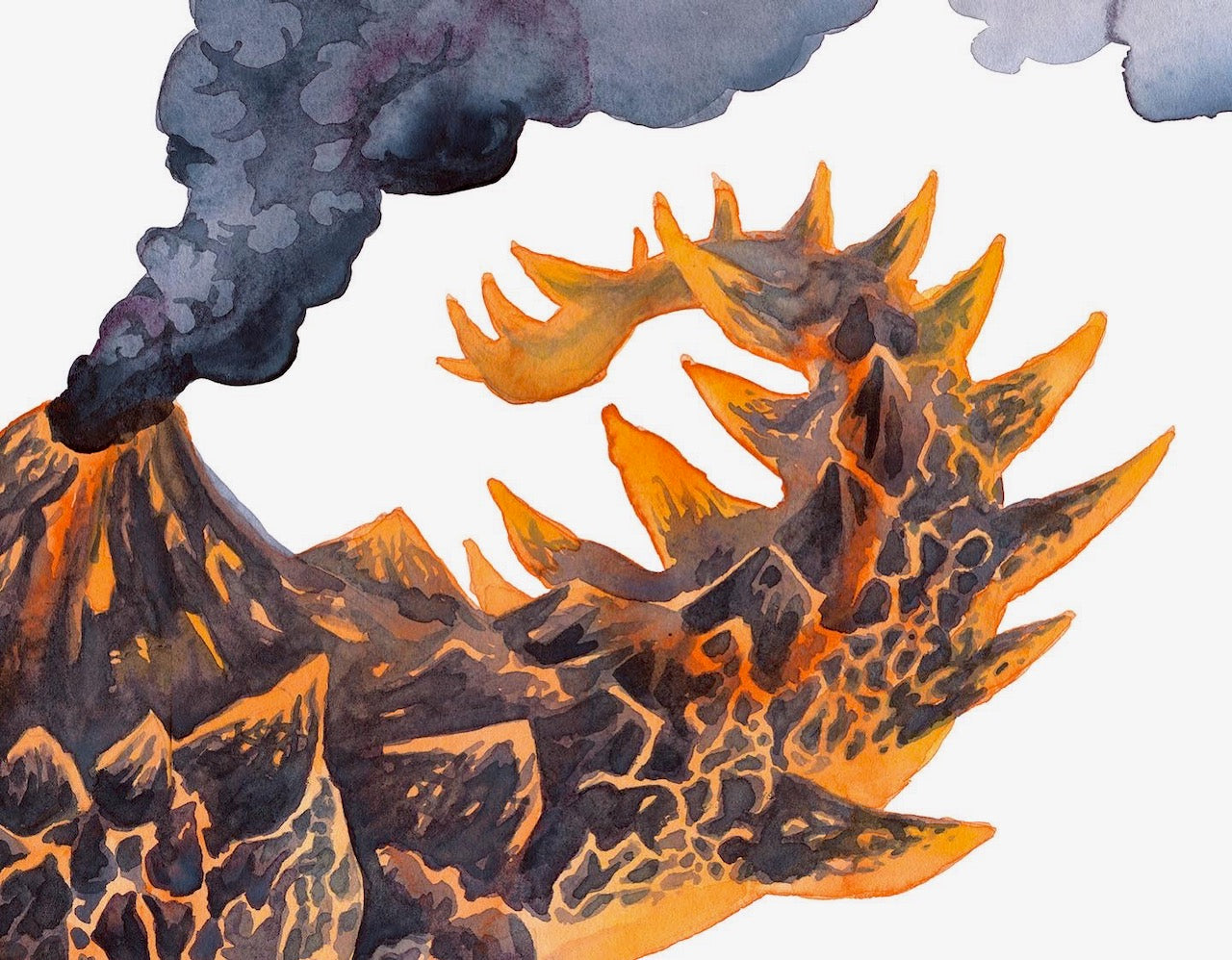 Volcano Kaiju - Original Watercolor Painting
