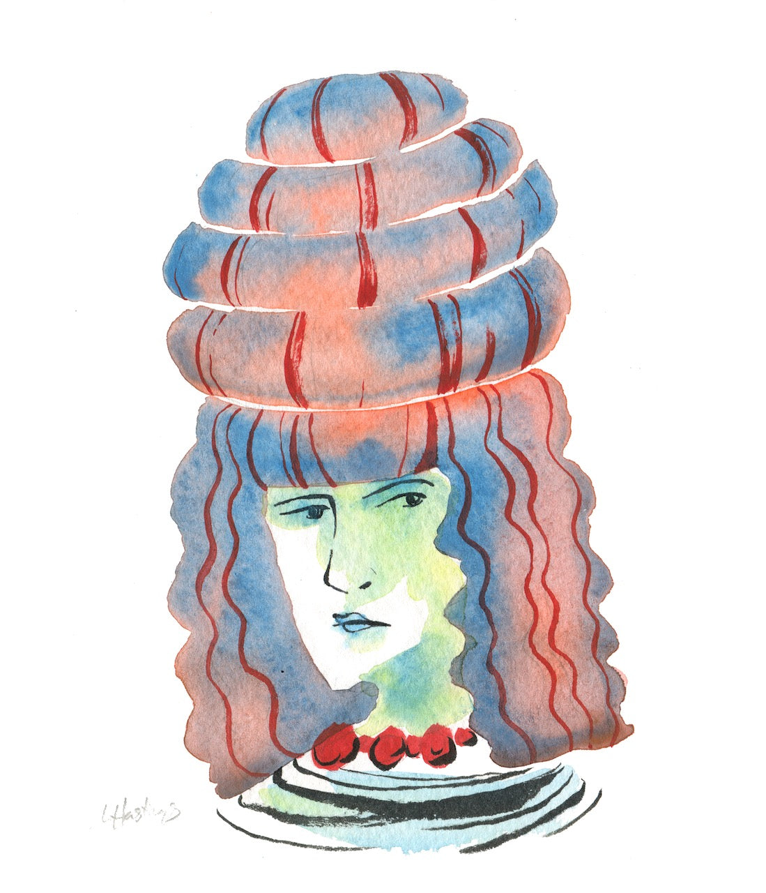 Confection Wig - Original Watercolor painting