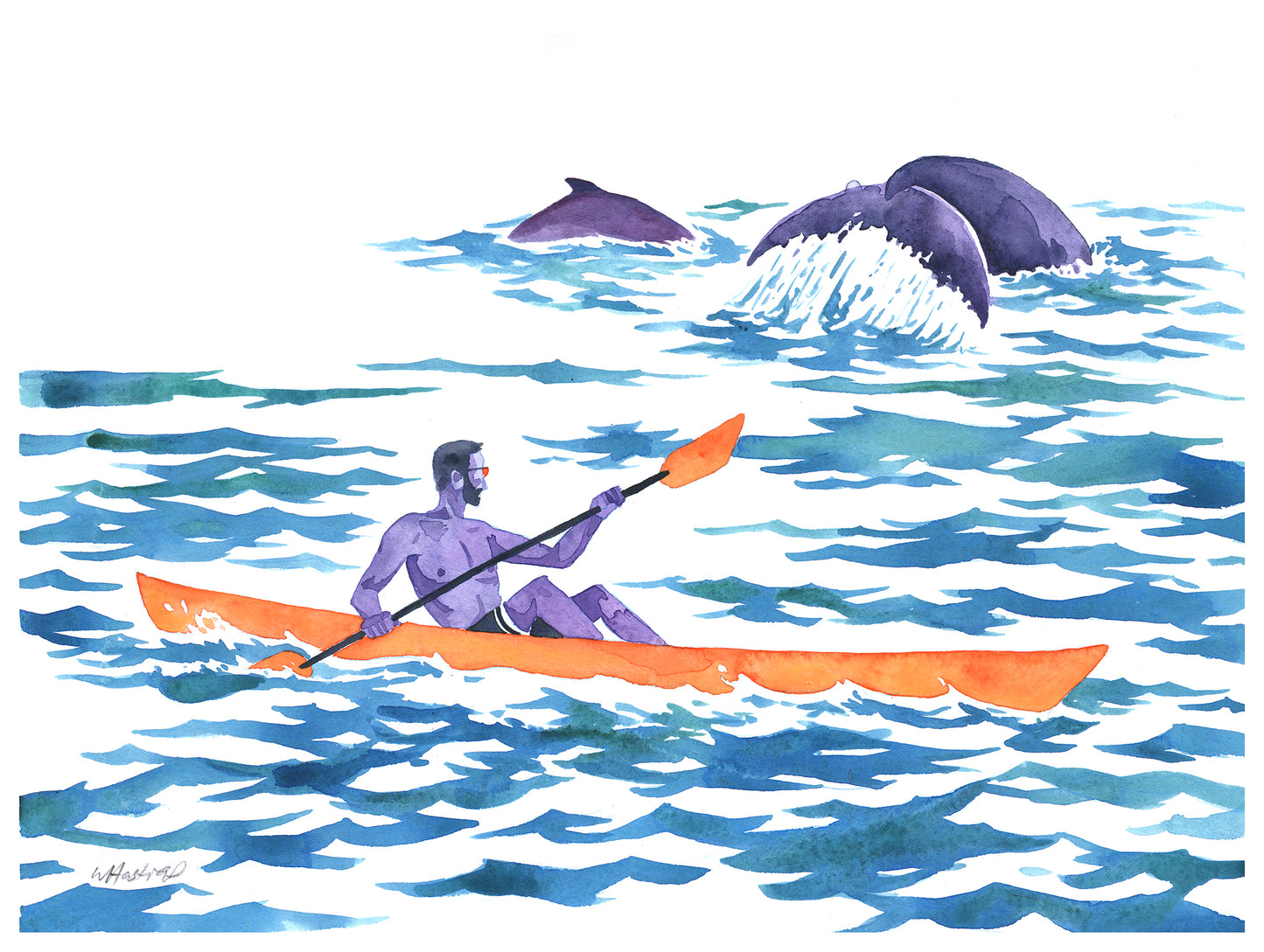 Sea Kayaker Study - Original Watercolor Painting