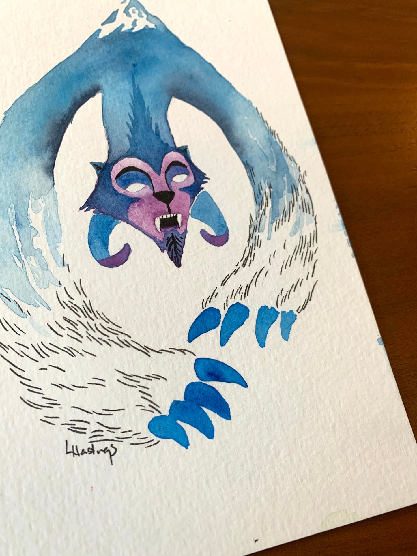Snow Beast - Original Watercolor Painting