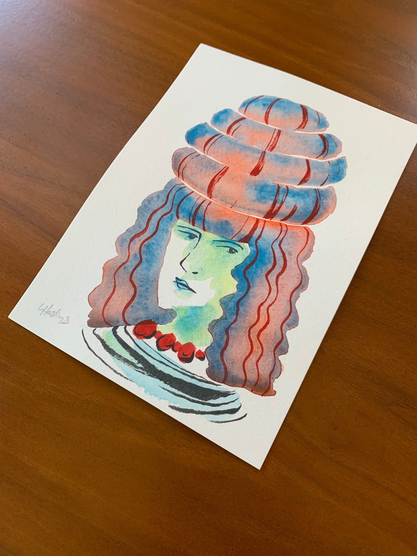 Confection Wig - Original Watercolor painting