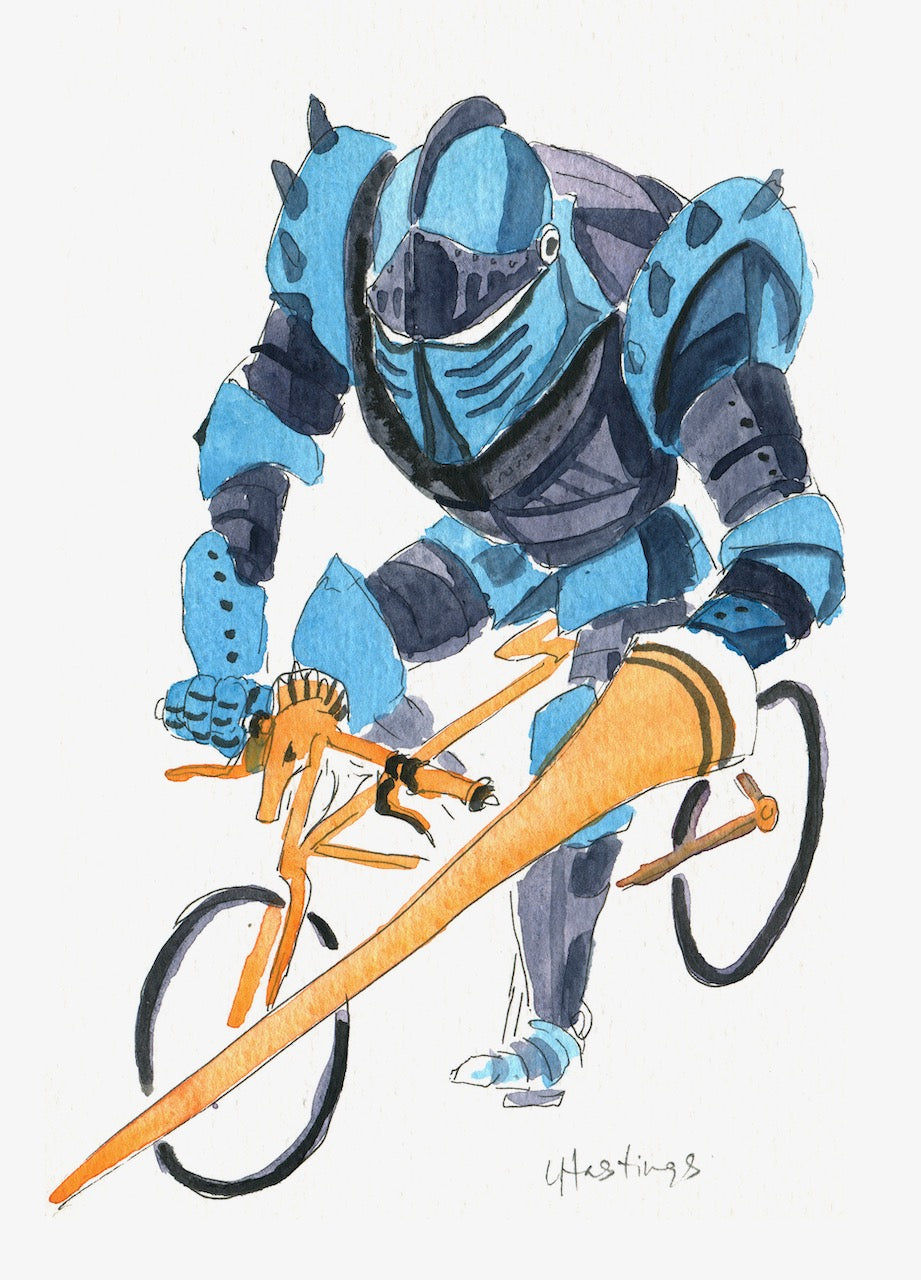 Knight Bike - Original Watercolor painting
