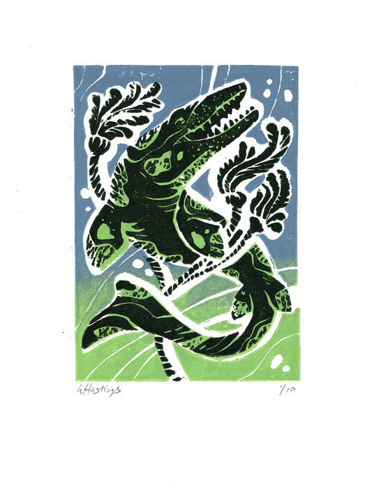 Mosasaurus Ltd Edition Linocut Print