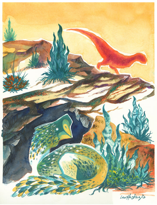 Desert Hunt - Original Dinosaur Painting