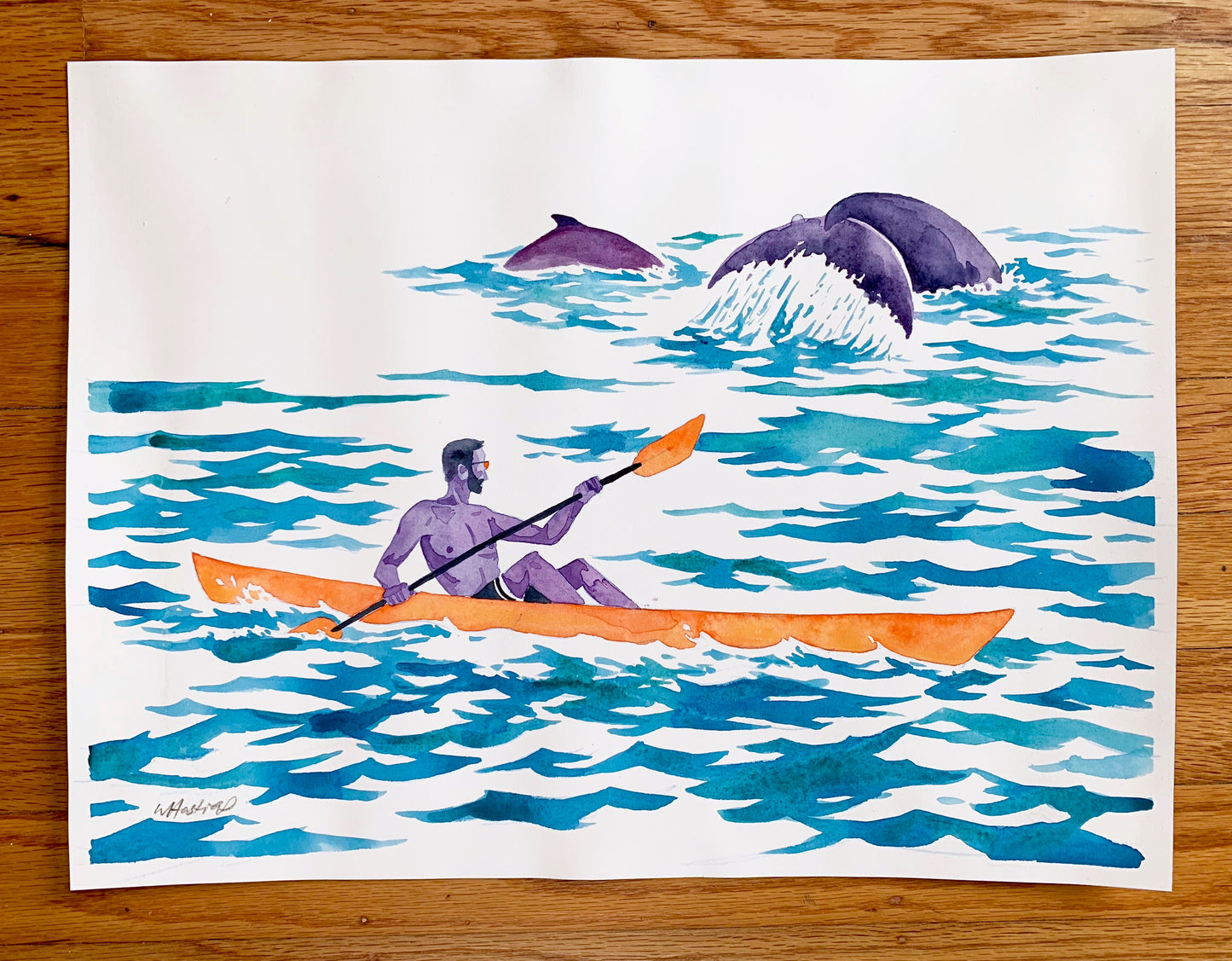 Sea Kayaker Study - Original Watercolor Painting