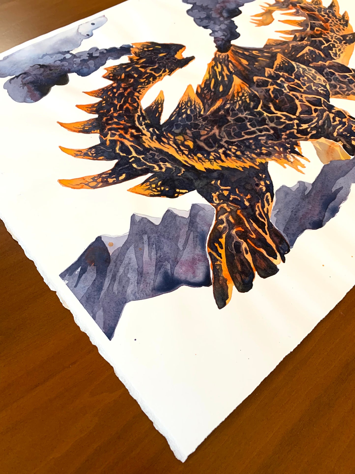 Volcano Kaiju - Original Watercolor Painting