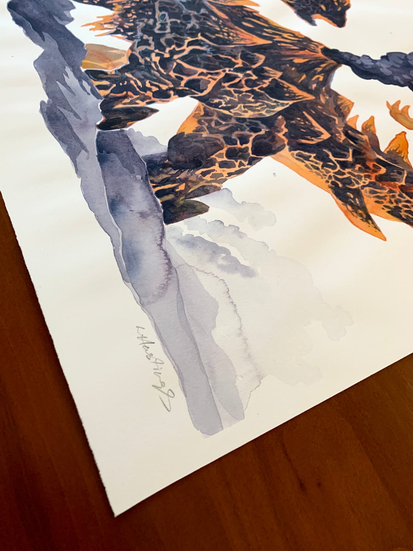 Volcano Kaiju - Original Watercolor Painting