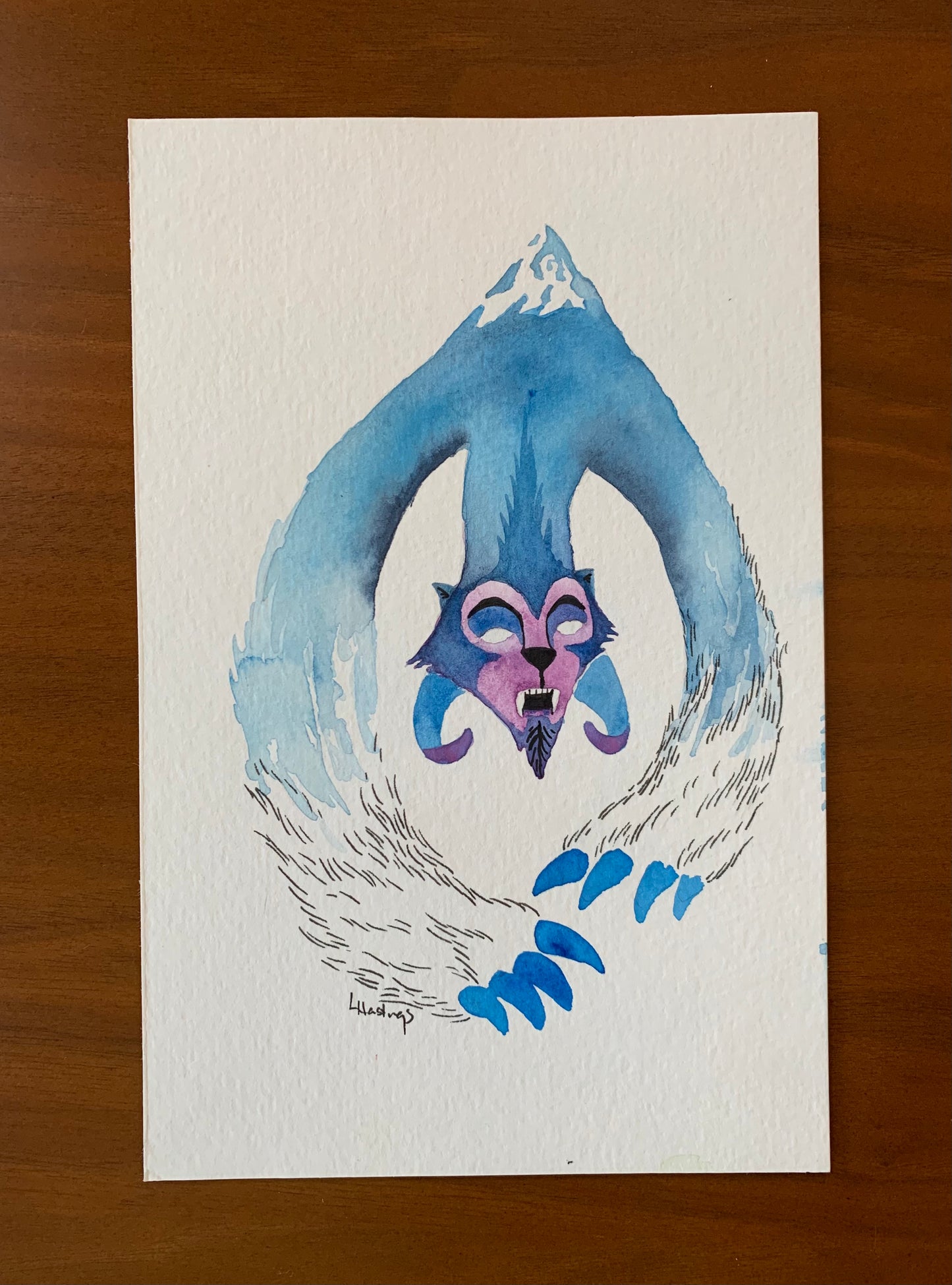 Snow Beast - Original Watercolor painting